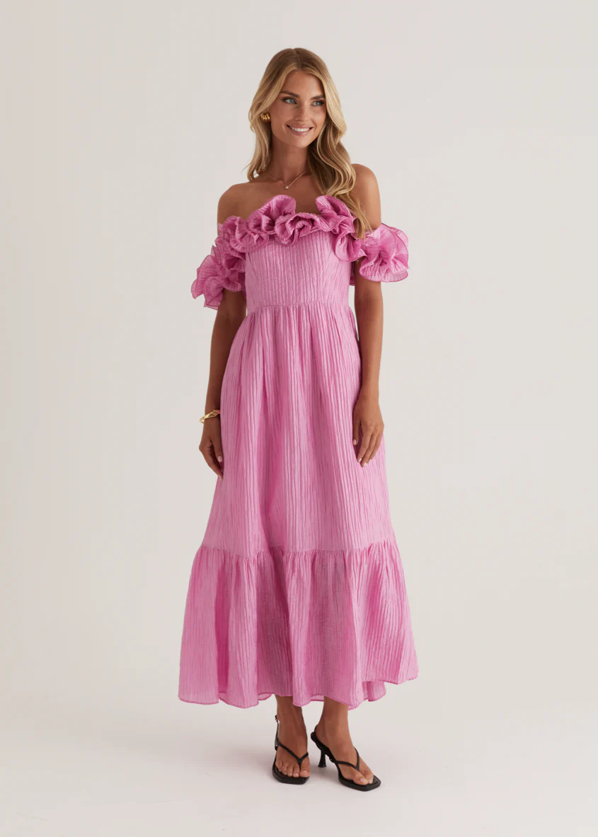 Marlow Off Shoulder Maxi Dress - Pink - Image 3
