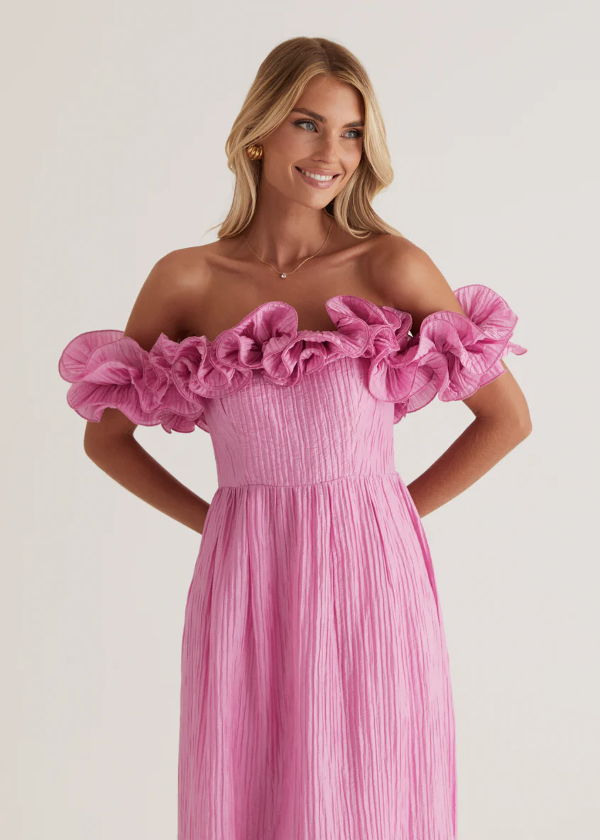 Marlow Off Shoulder Maxi Dress - Pink - Image 5