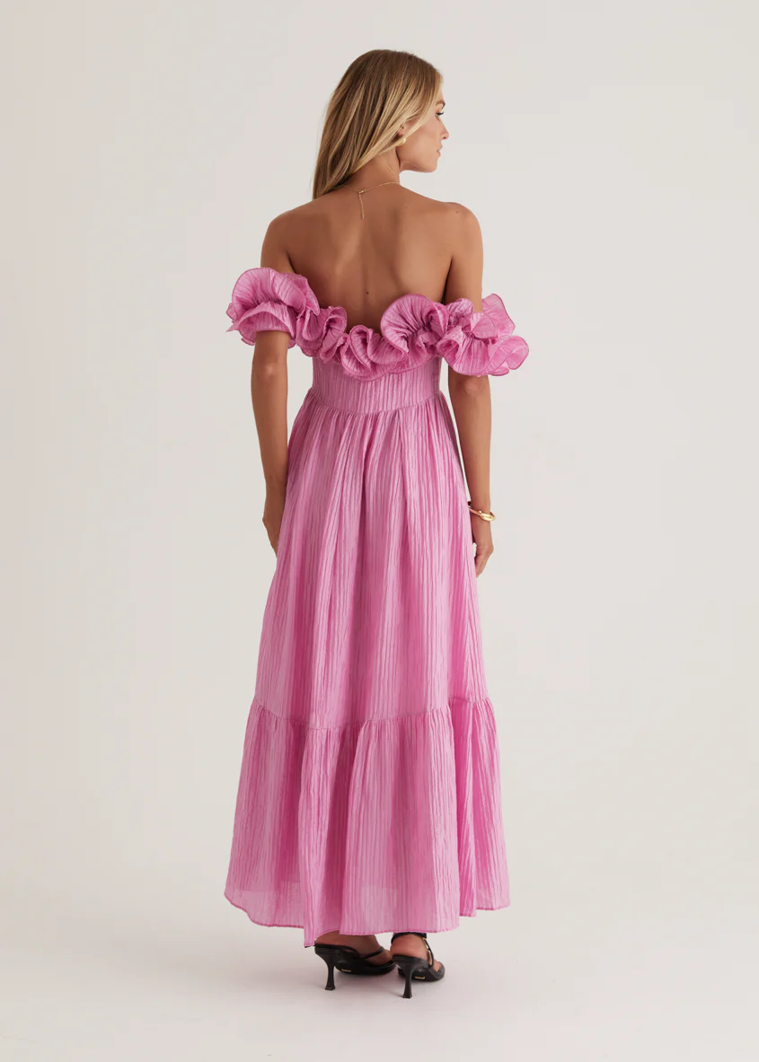 Marlow Off Shoulder Maxi Dress - Pink - Image 9