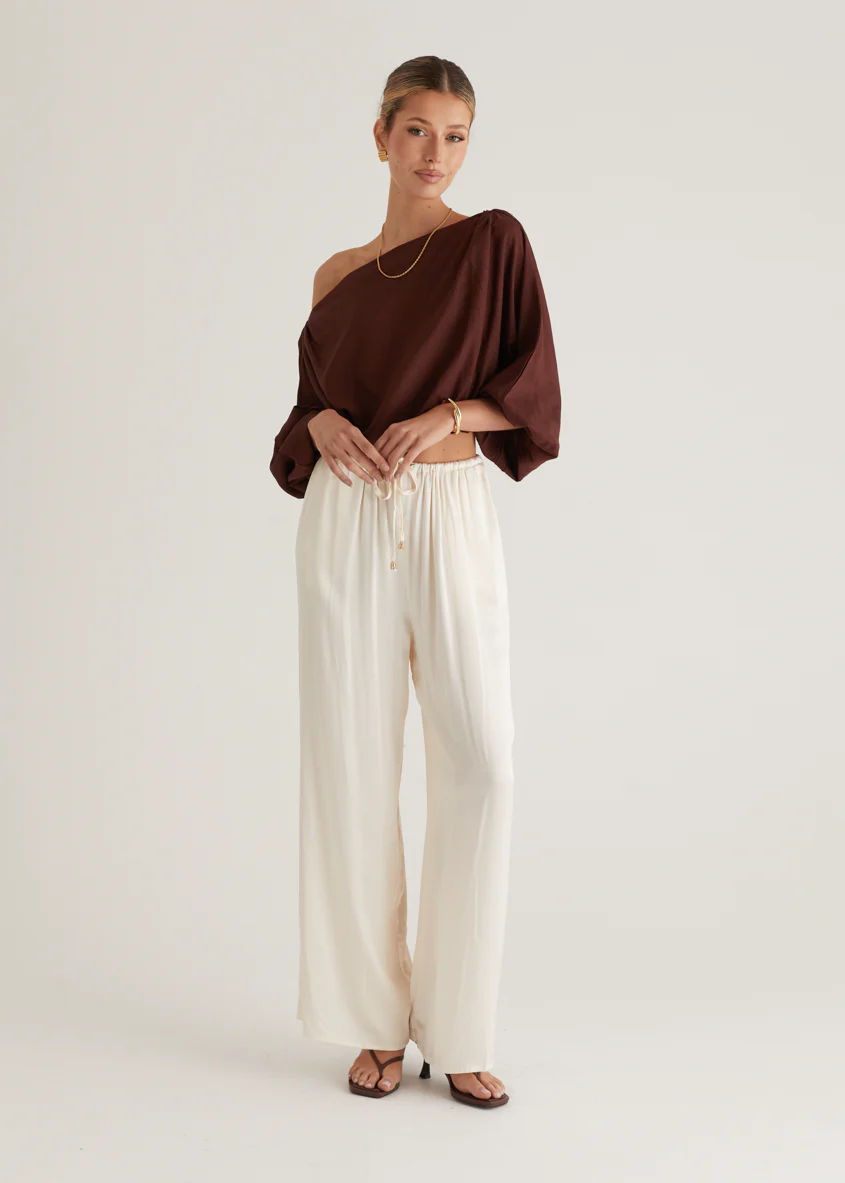 Marlowe Drop Shoulder Top - Chocolate - Image 10