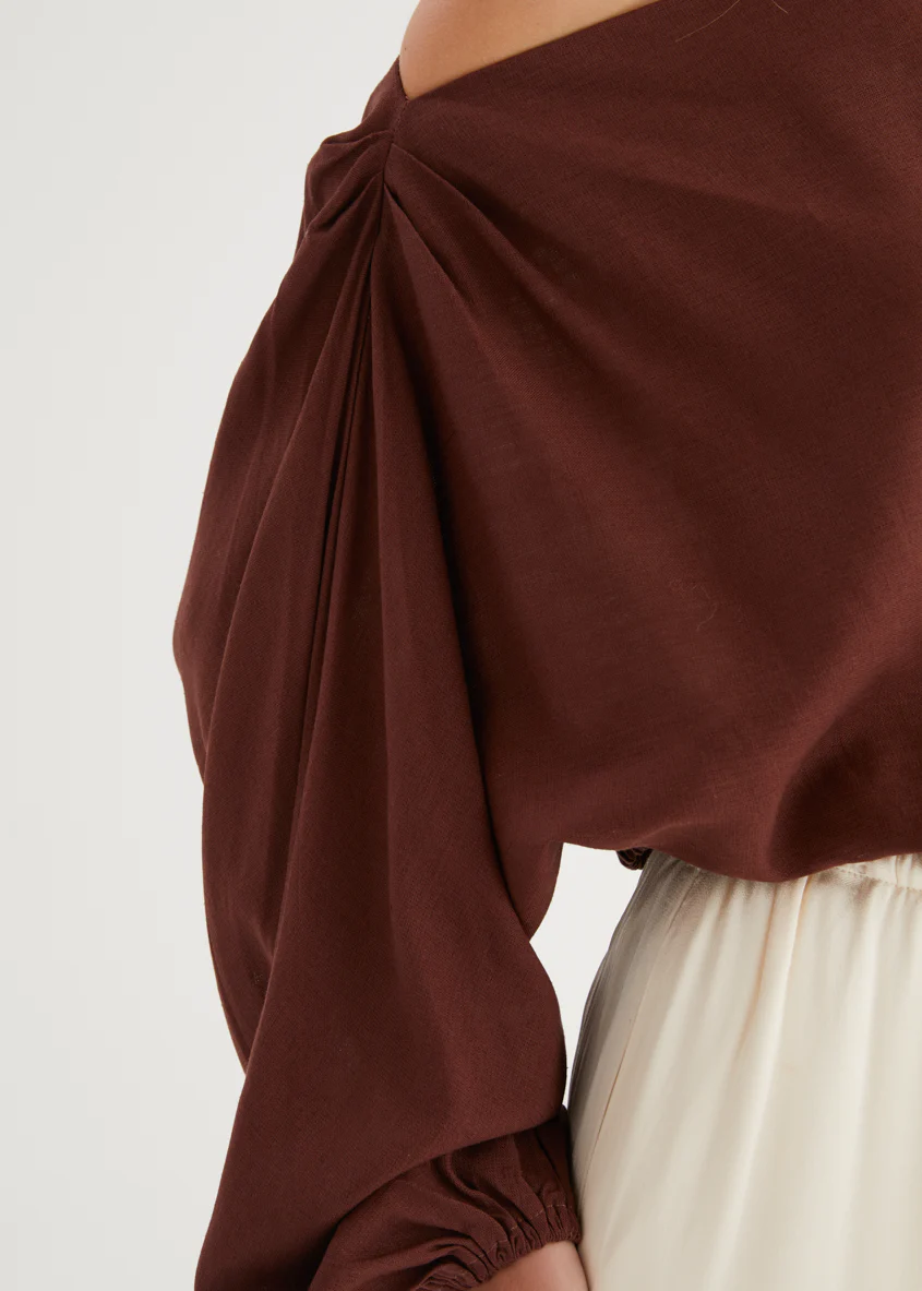 Marlowe Drop Shoulder Top - Chocolate - Image 11