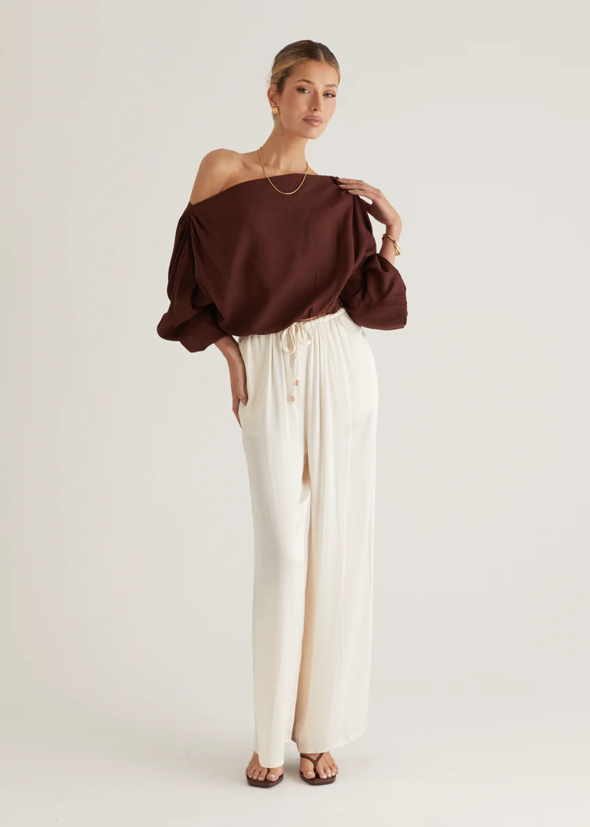 Marlowe Drop Shoulder Top - Chocolate - Image 12