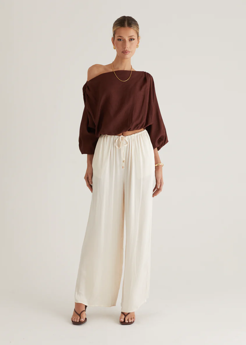 Marlowe Drop Shoulder Top - Chocolate - Image 14