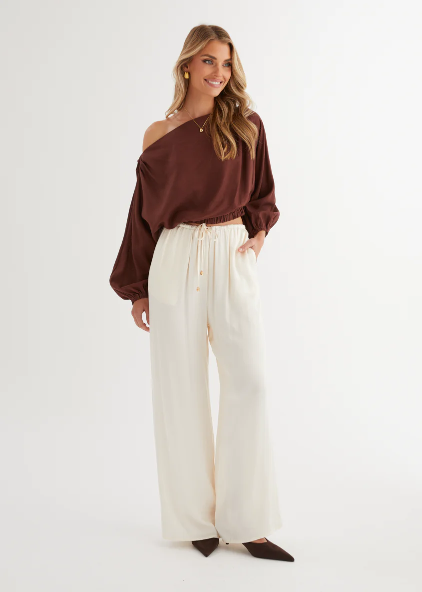 Marlowe Drop Shoulder Top - Chocolate - Image 3