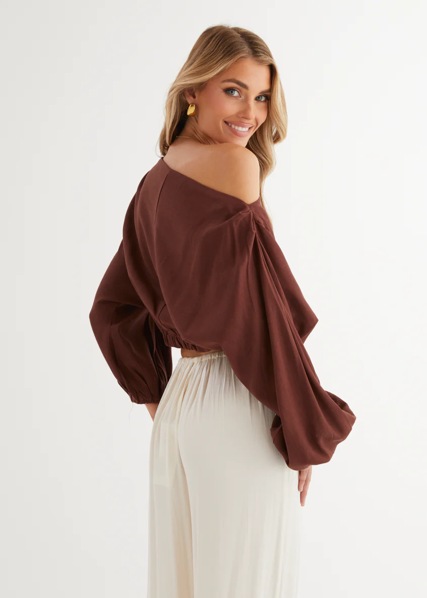 Marlowe Drop Shoulder Top - Chocolate - Image 6
