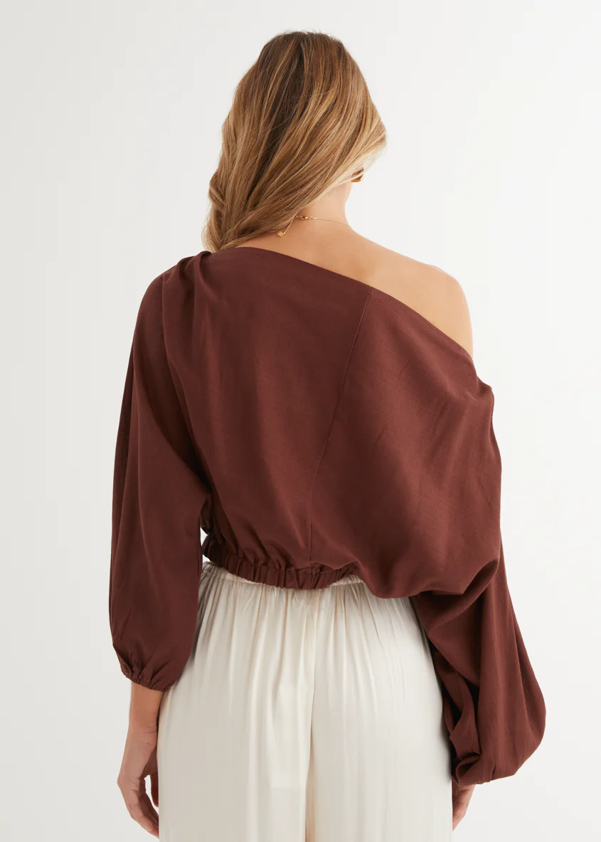 Marlowe Drop Shoulder Top - Chocolate - Image 7