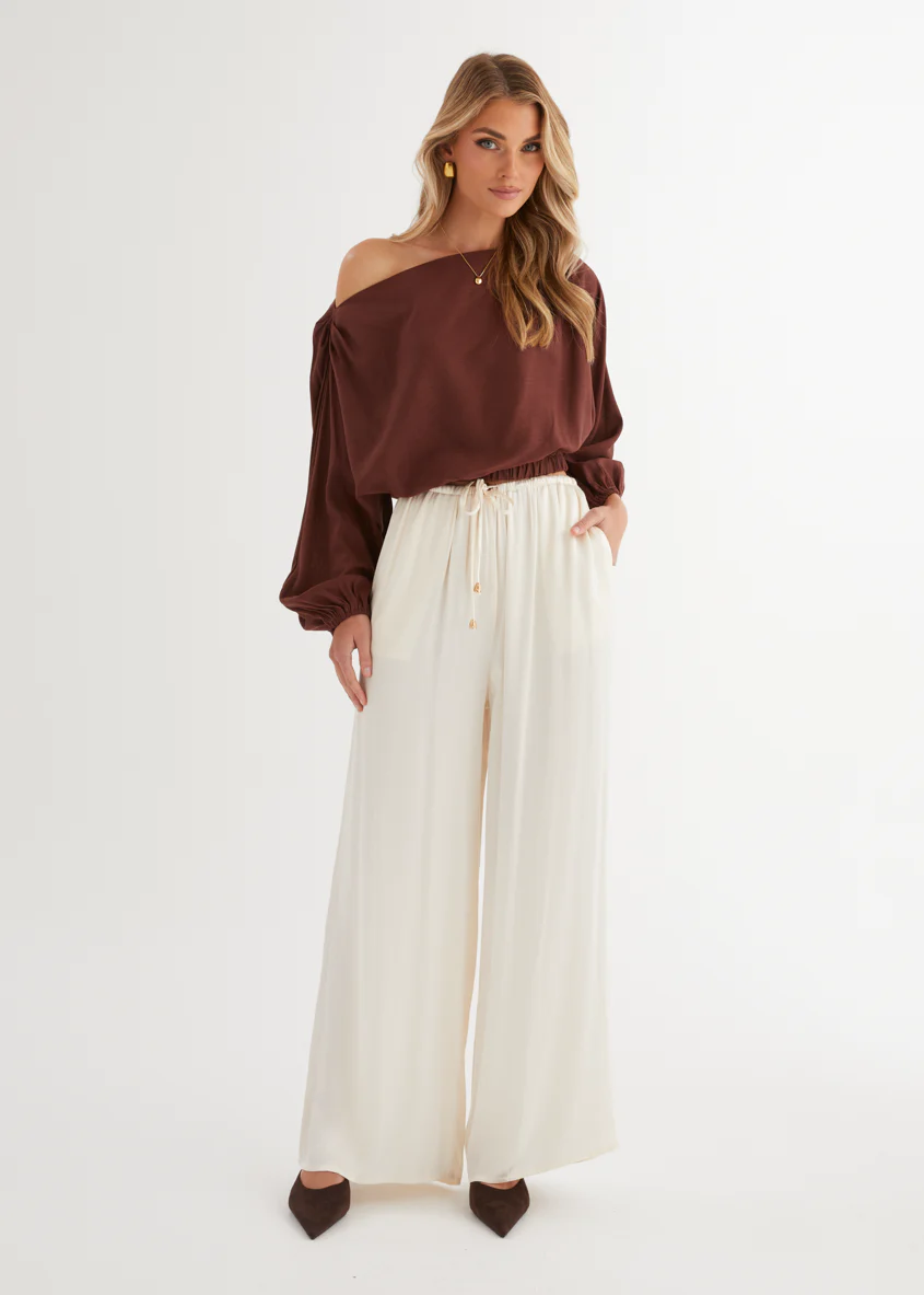 Marlowe Drop Shoulder Top - Chocolate - Image 9