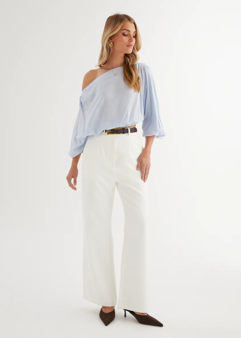 Marlowe Drop Shoulder Top - Light Blue - Image 5