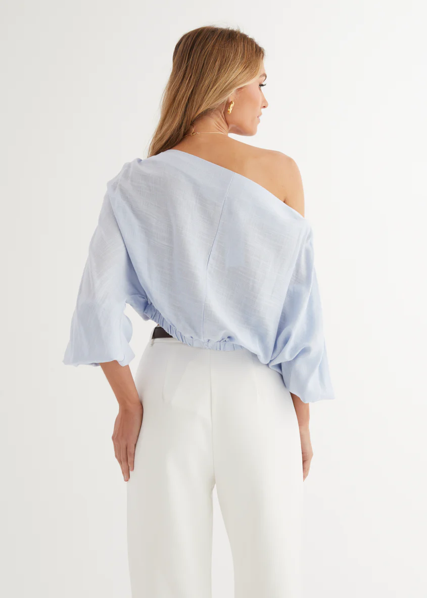 Marlowe Drop Shoulder Top - Light Blue - Image 7