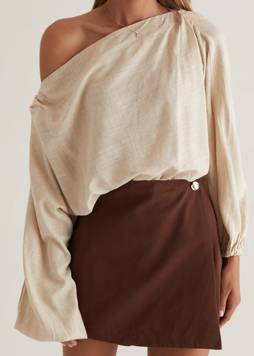 Marlowe Drop Shoulder Top - Natural - Image 10