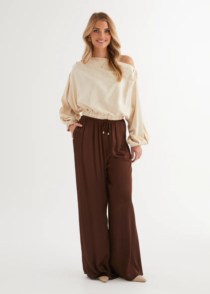 Marlowe Drop Shoulder Top - Natural - Image 13
