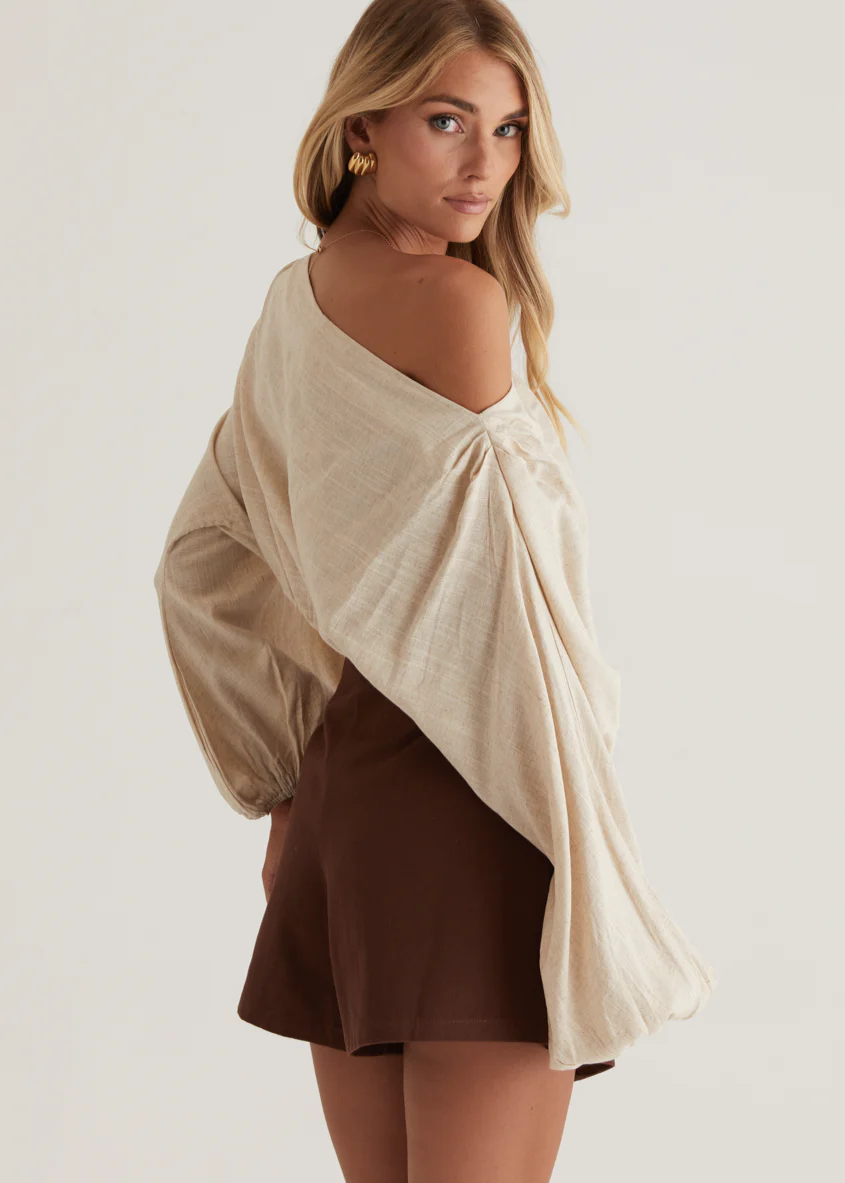 Marlowe Drop Shoulder Top - Natural - Image 4