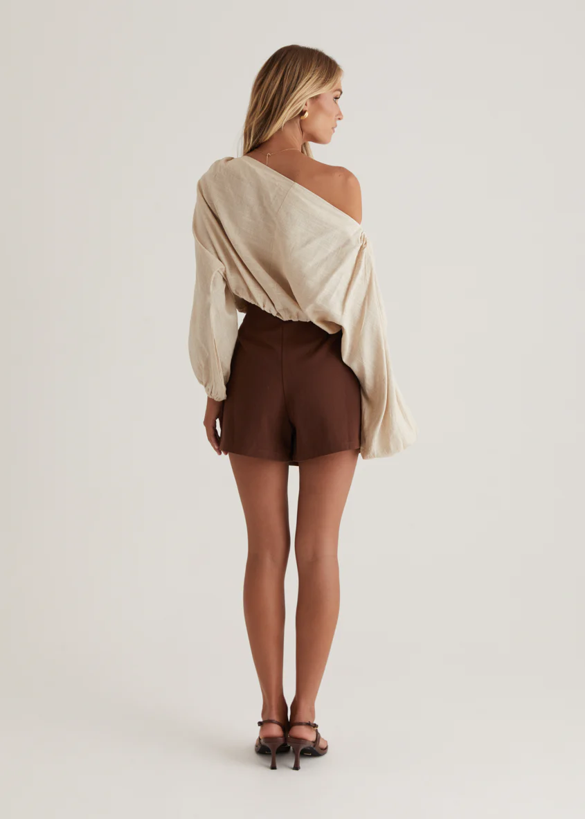 Marlowe Drop Shoulder Top - Natural - Image 8