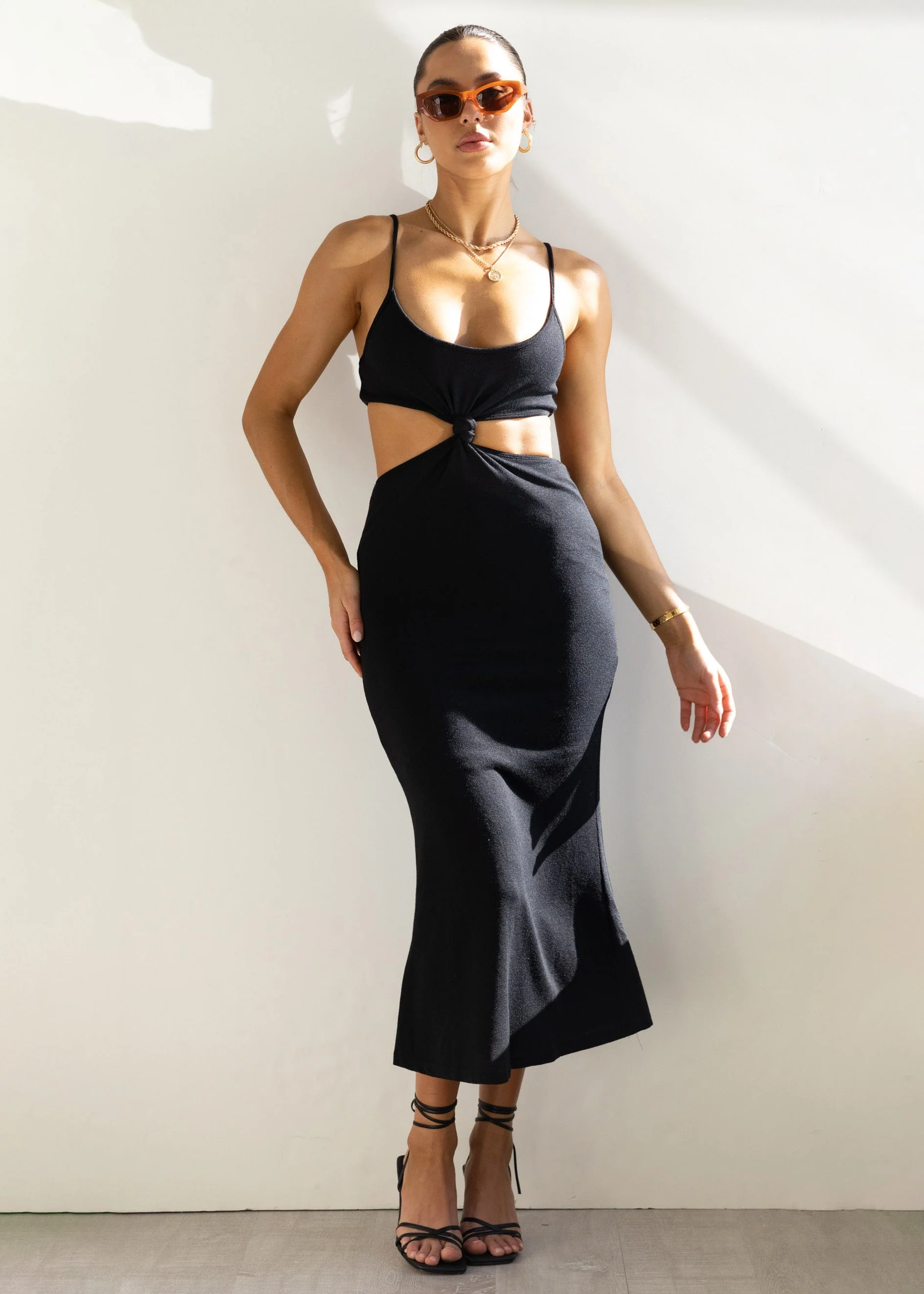 Matais Cut Out Knit Midi Dress - Black - Image 5