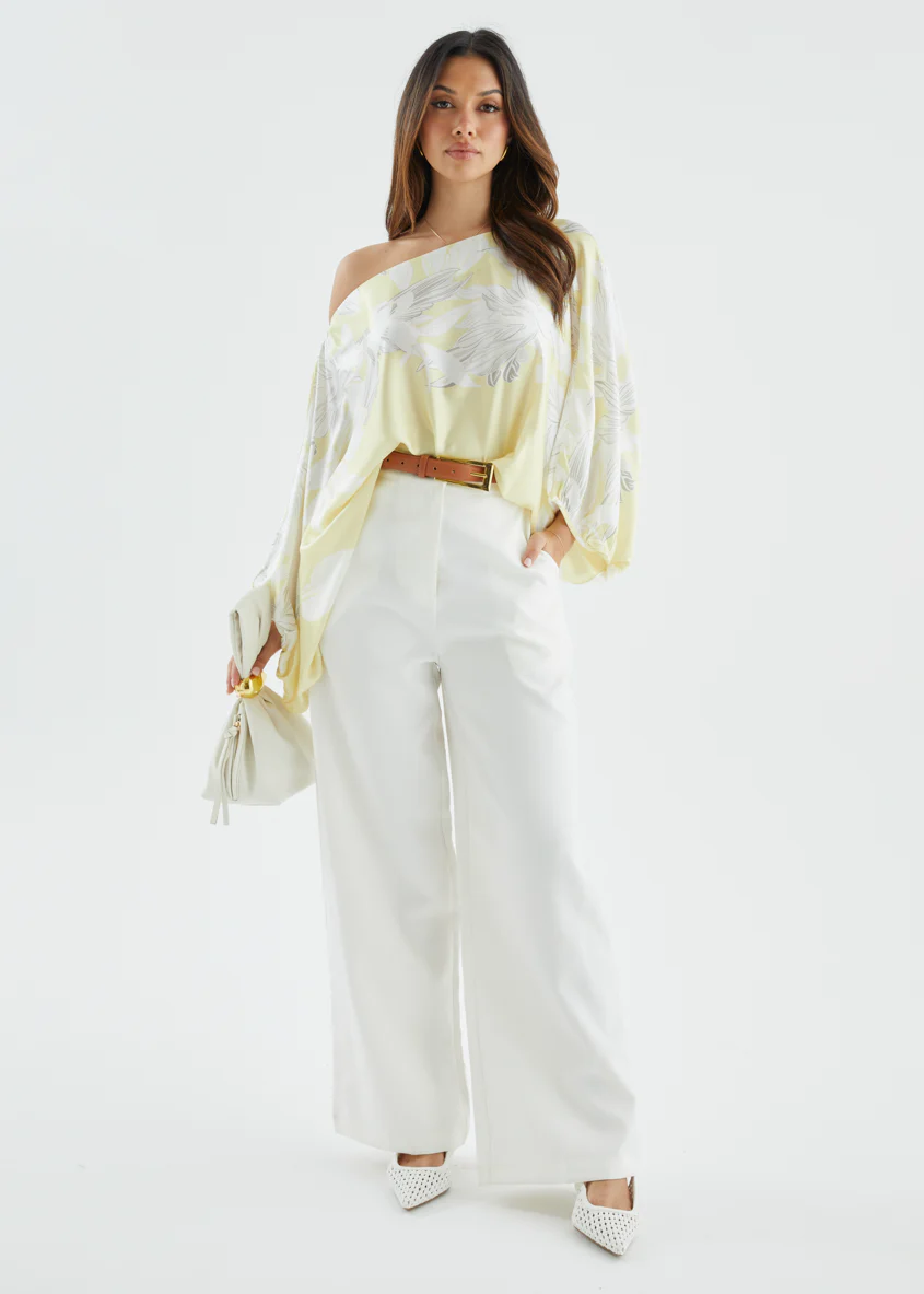 Maui Off Shoulder Top - Lemon Floral - Image 2
