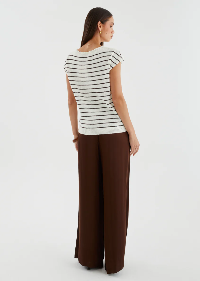 Micah Knit Top - White Choc Stripe - Image 7