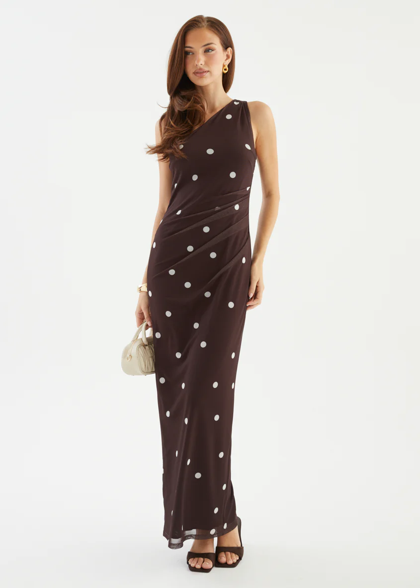 Mikah One Shoulder Maxi Dress - Choc Spot - Image 4