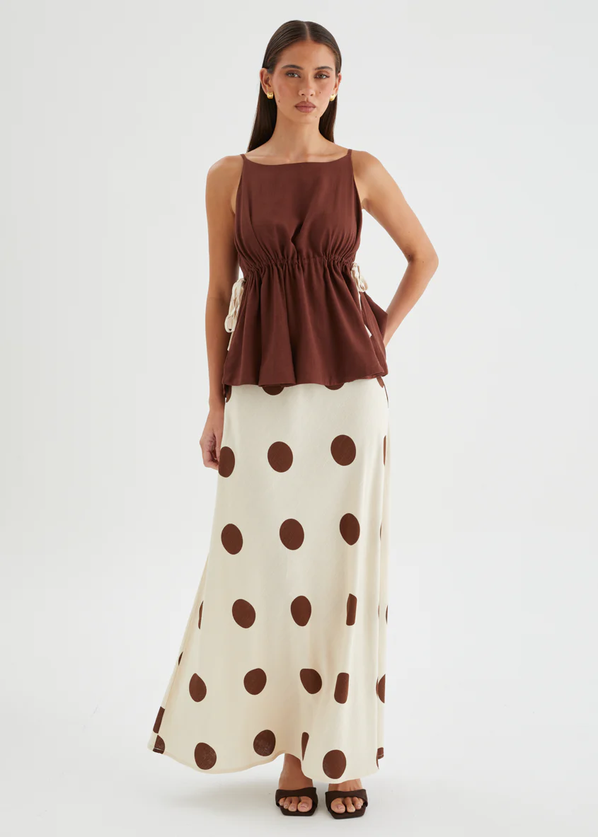 Mikalina Maxi Skirt - Mocha Spot - Image 4