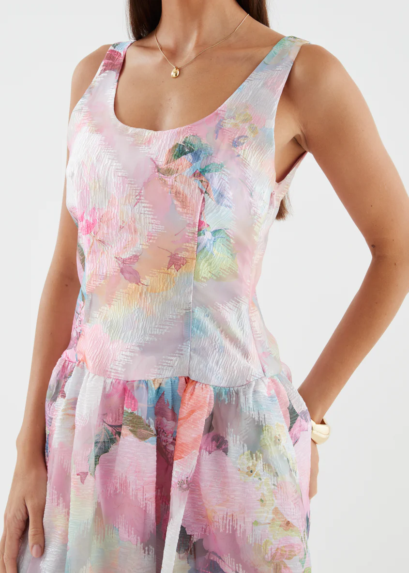 Milly Maxi Dress - Pink Watercolour - Image 9