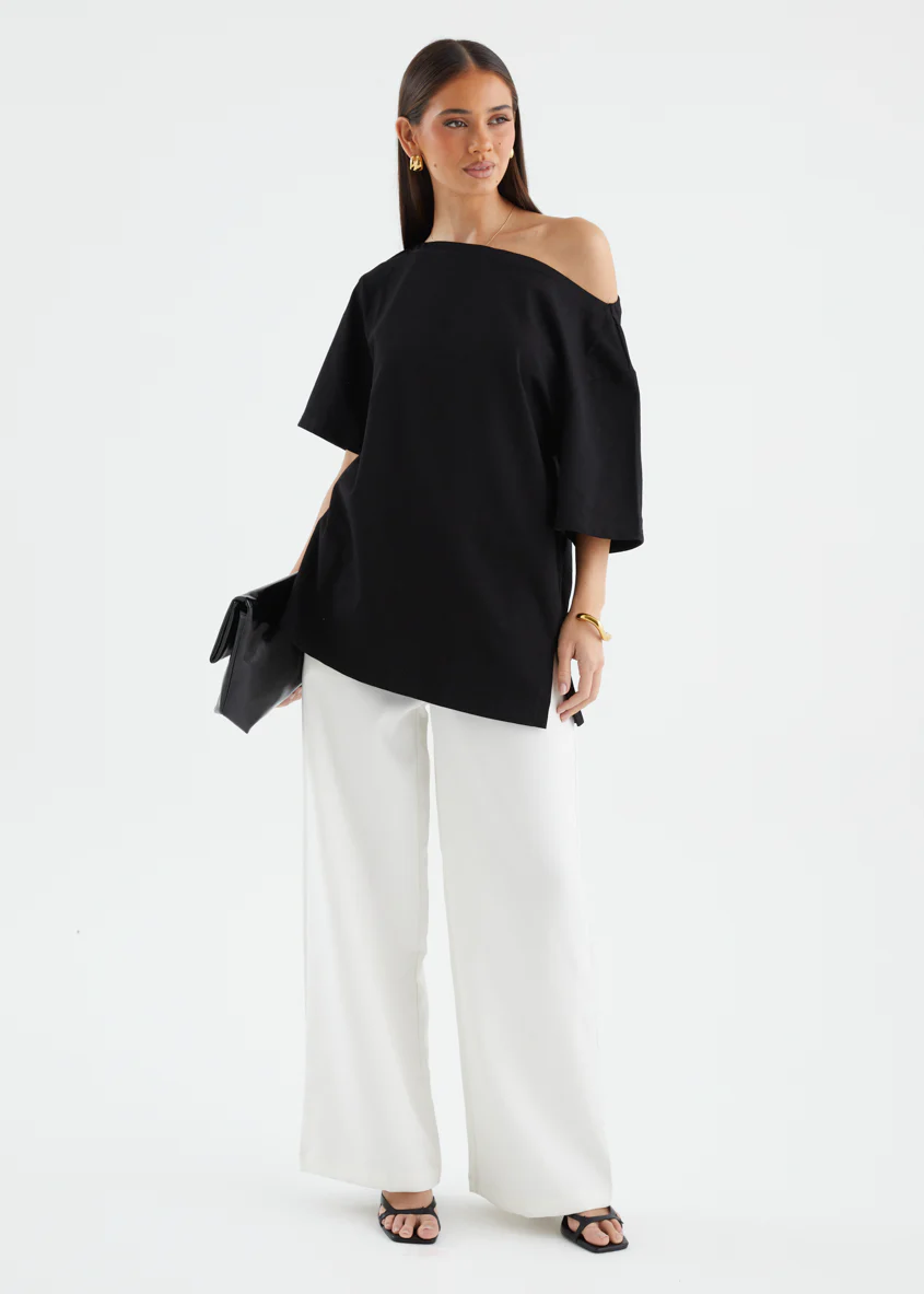 Mylee Drop Shoulder Top - Black - Image 4