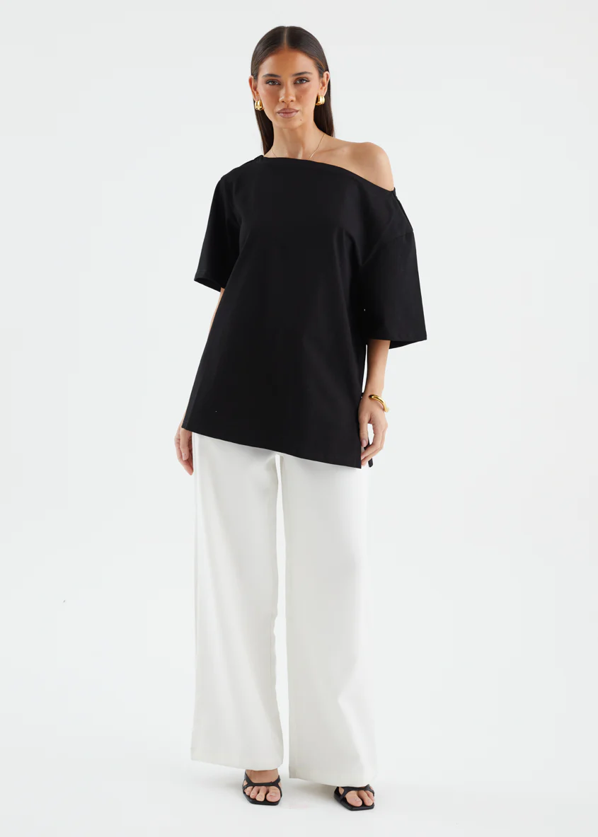 Mylee Drop Shoulder Top - Black - Image 5