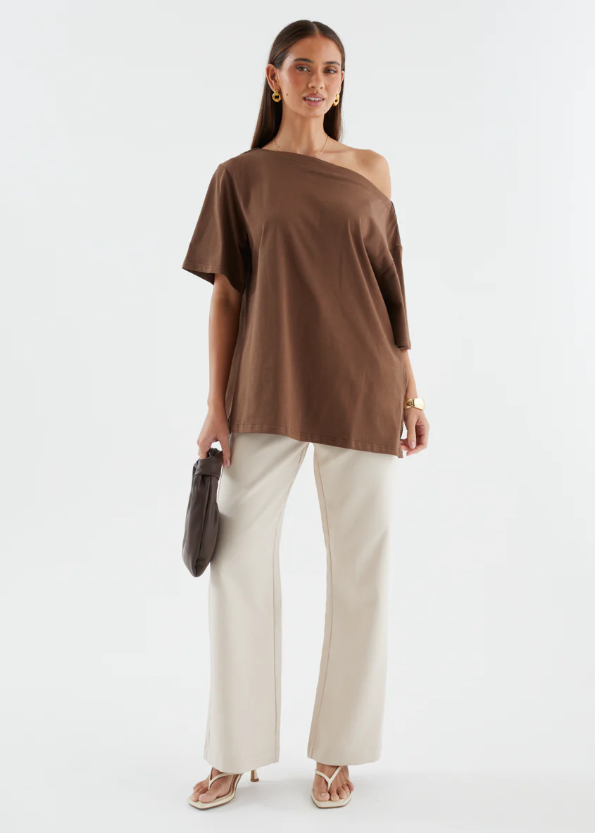 Mylee Drop Shoulder Top - Chocolate