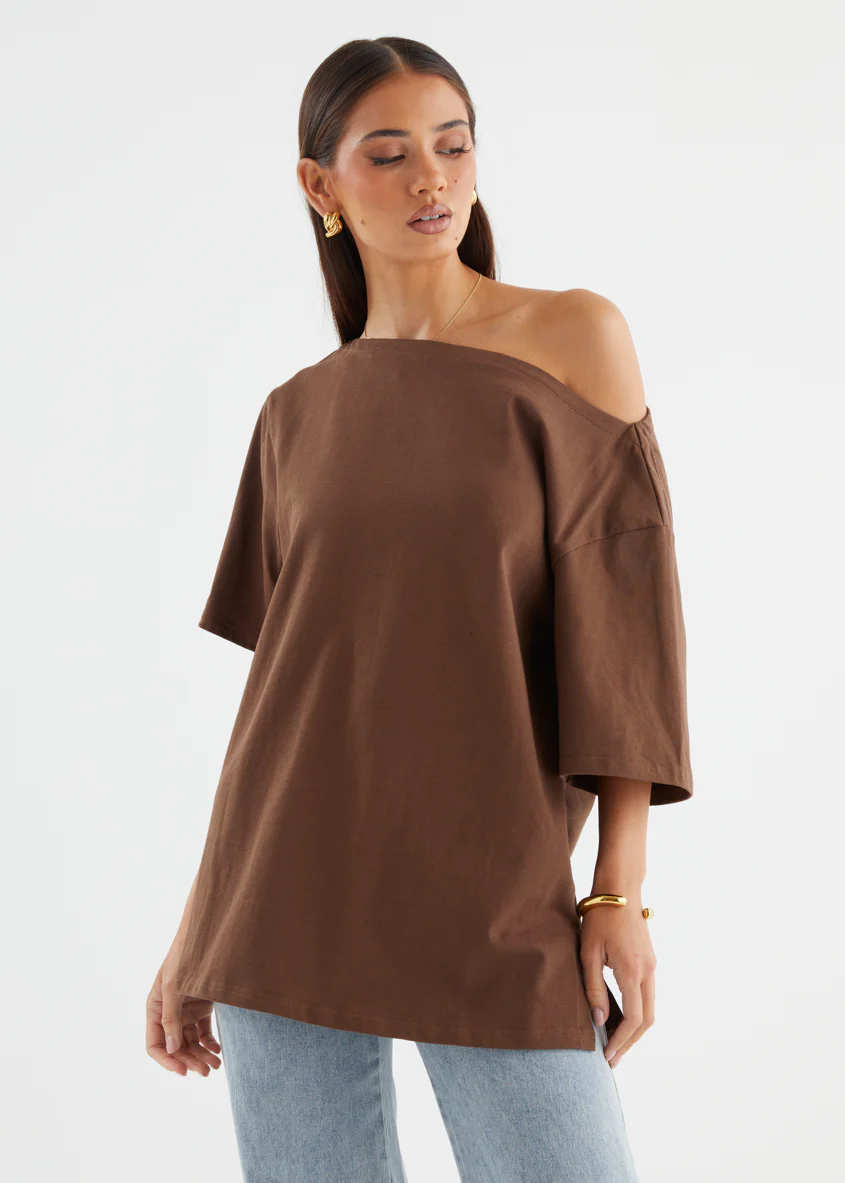 Mylee Drop Shoulder Top - Chocolate - Image 14