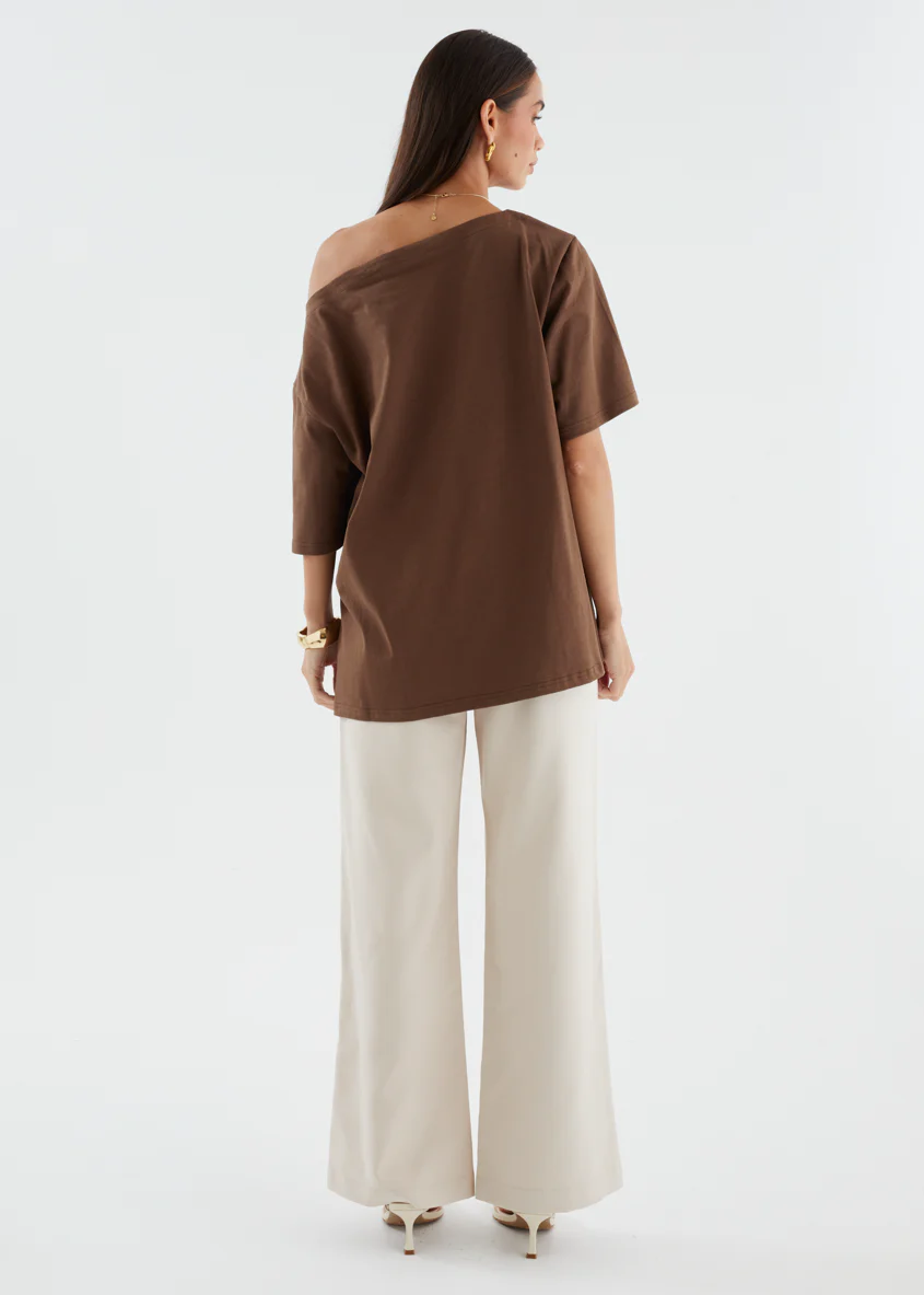 Mylee Drop Shoulder Top - Chocolate - Image 8