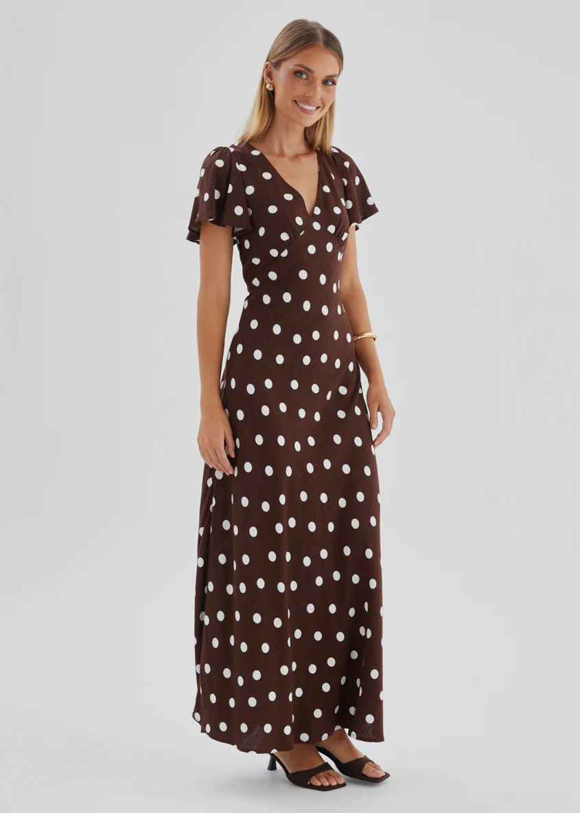 Nadia Maxi Dress - Choc Polka - Image 6