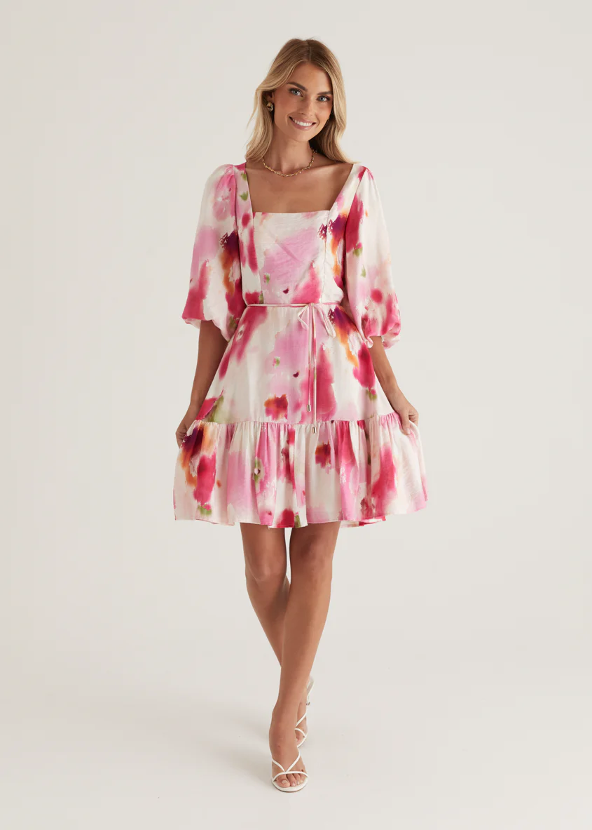 Namisha Dress - Pink Watercolour - Image 2