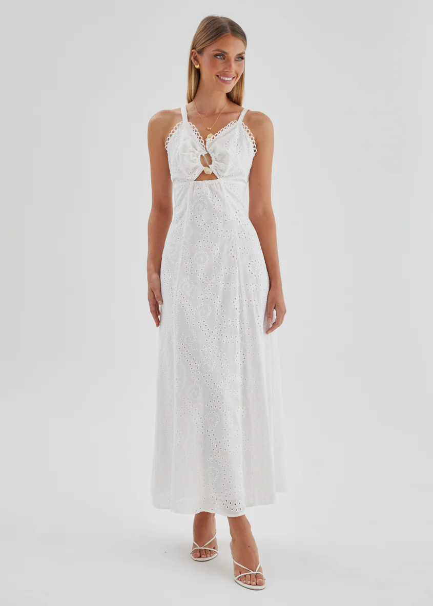 Naviti Midi Dress - White Anglaise - Image 2