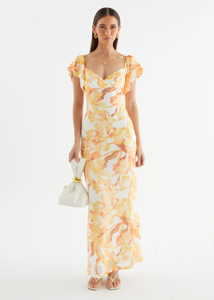 Neiko Mesh Maxi Dress - Yellow Flowers - Image 5