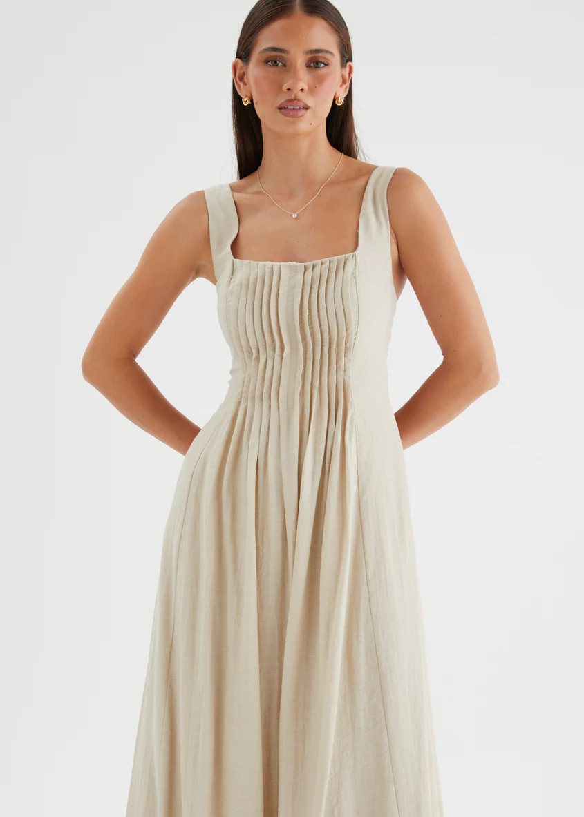 Neishia Midi Dress - Beige - Image 3