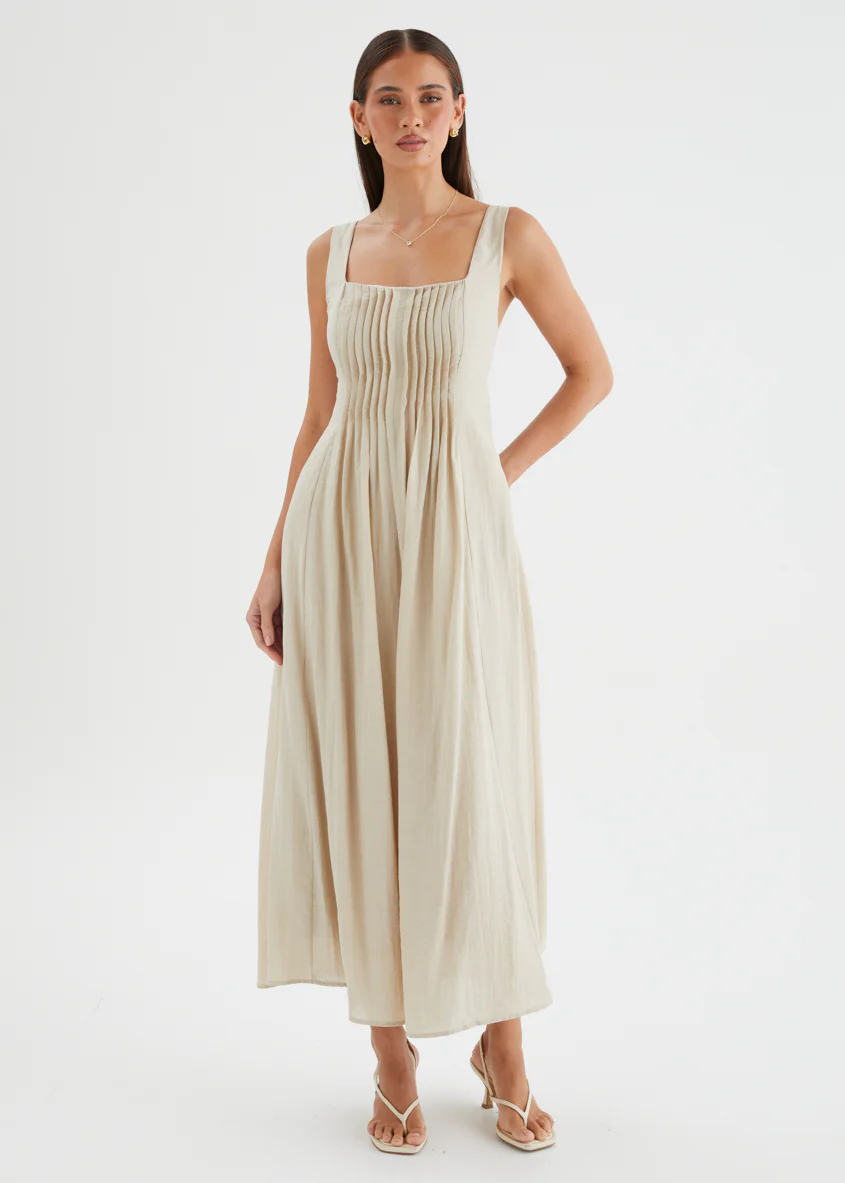 Neishia Midi Dress - Beige - Image 5