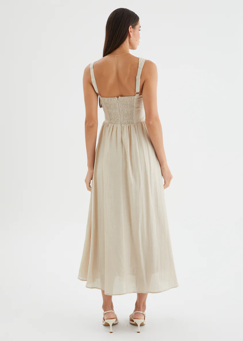 Neishia Midi Dress - Beige - Image 7