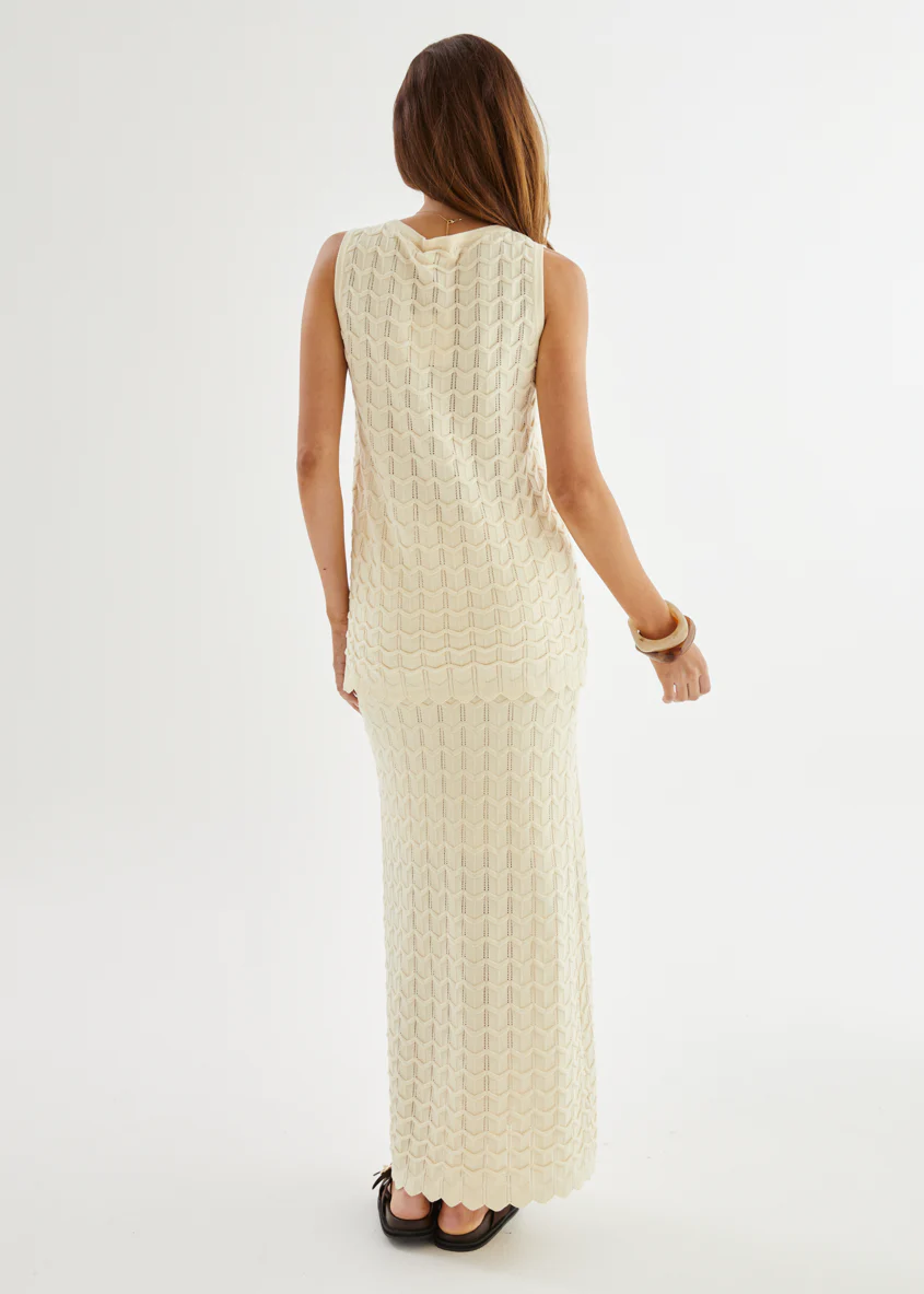 Nerida Knit Maxi Skirt - Cream - Image 5