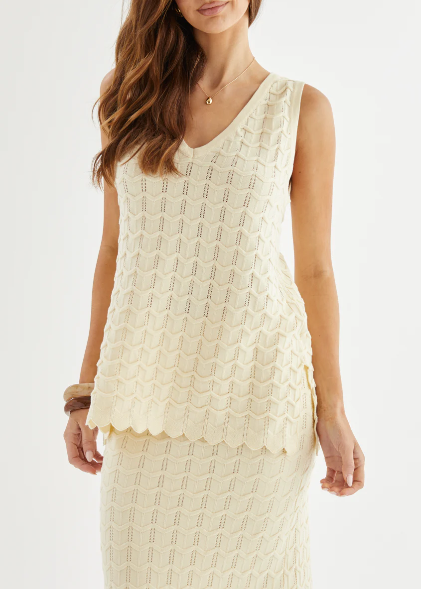 Nerida Knit Maxi Skirt - Cream - Image 6