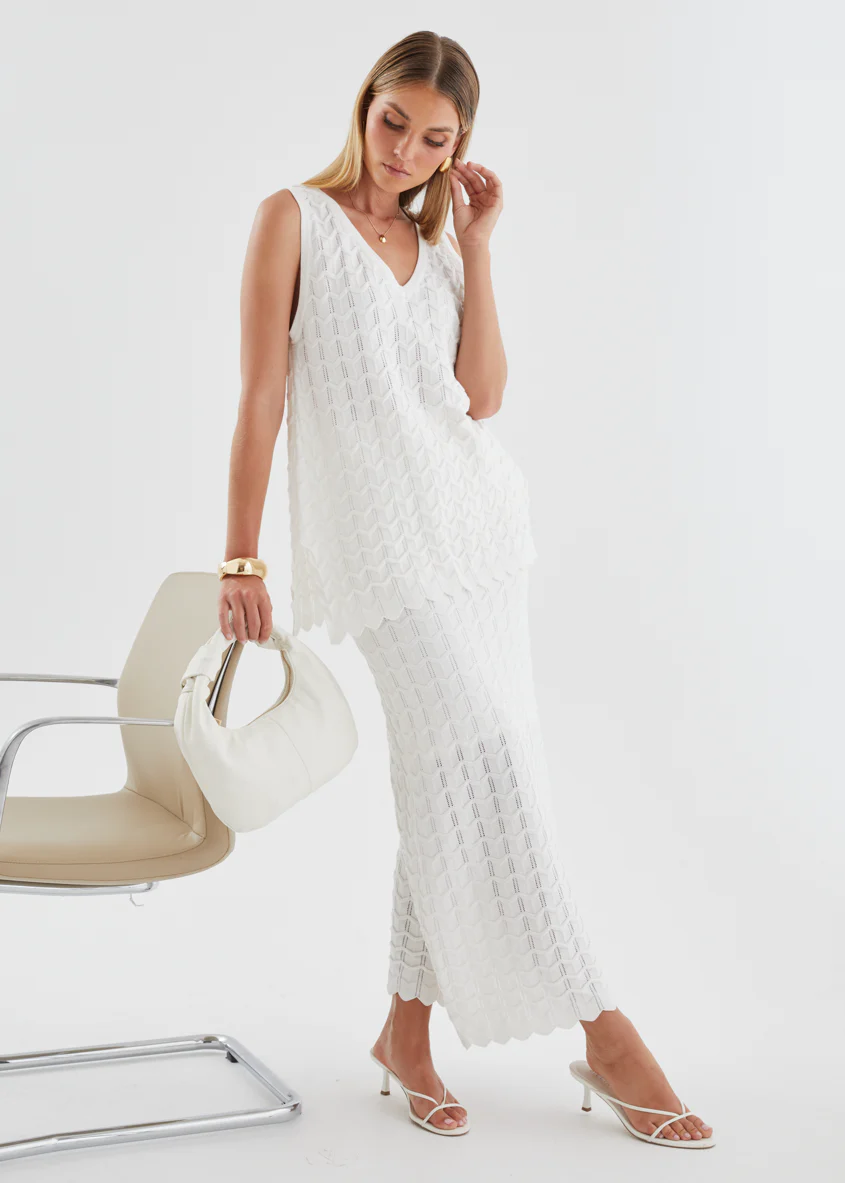 Nerida Knit Maxi Skirt - Off White - Image 2
