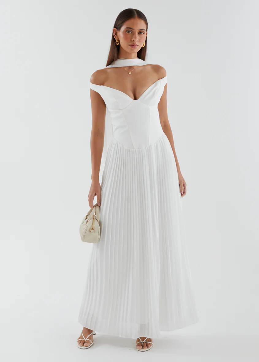 Niah Off Shoulder Maxi Dress - Off White - Image 5