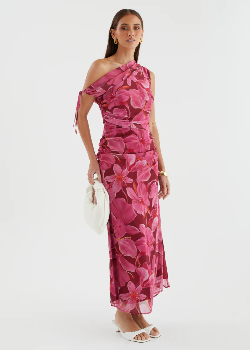 Nila Drop Shoulder Midi Dress - Burgundy Floral - Image 7