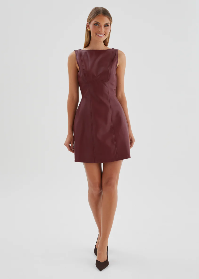 Nirvana PU Dress - Wine - Image 3