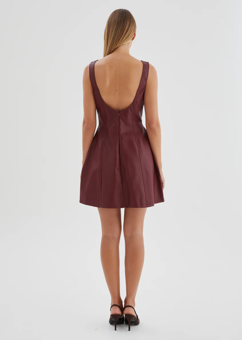 Nirvana PU Dress - Wine - Image 6