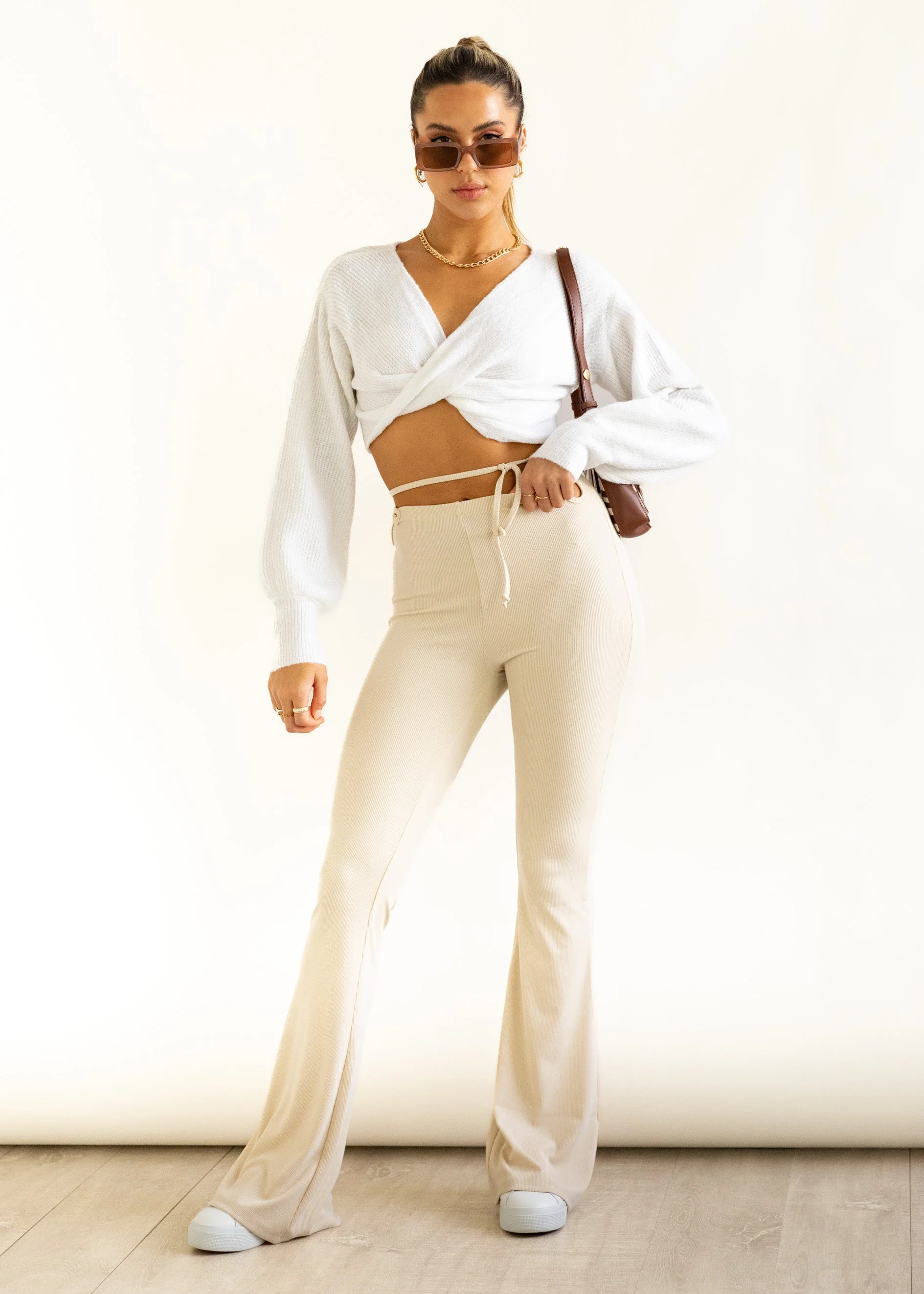 Nobody Knows Flare Pants - Beige - Image 10