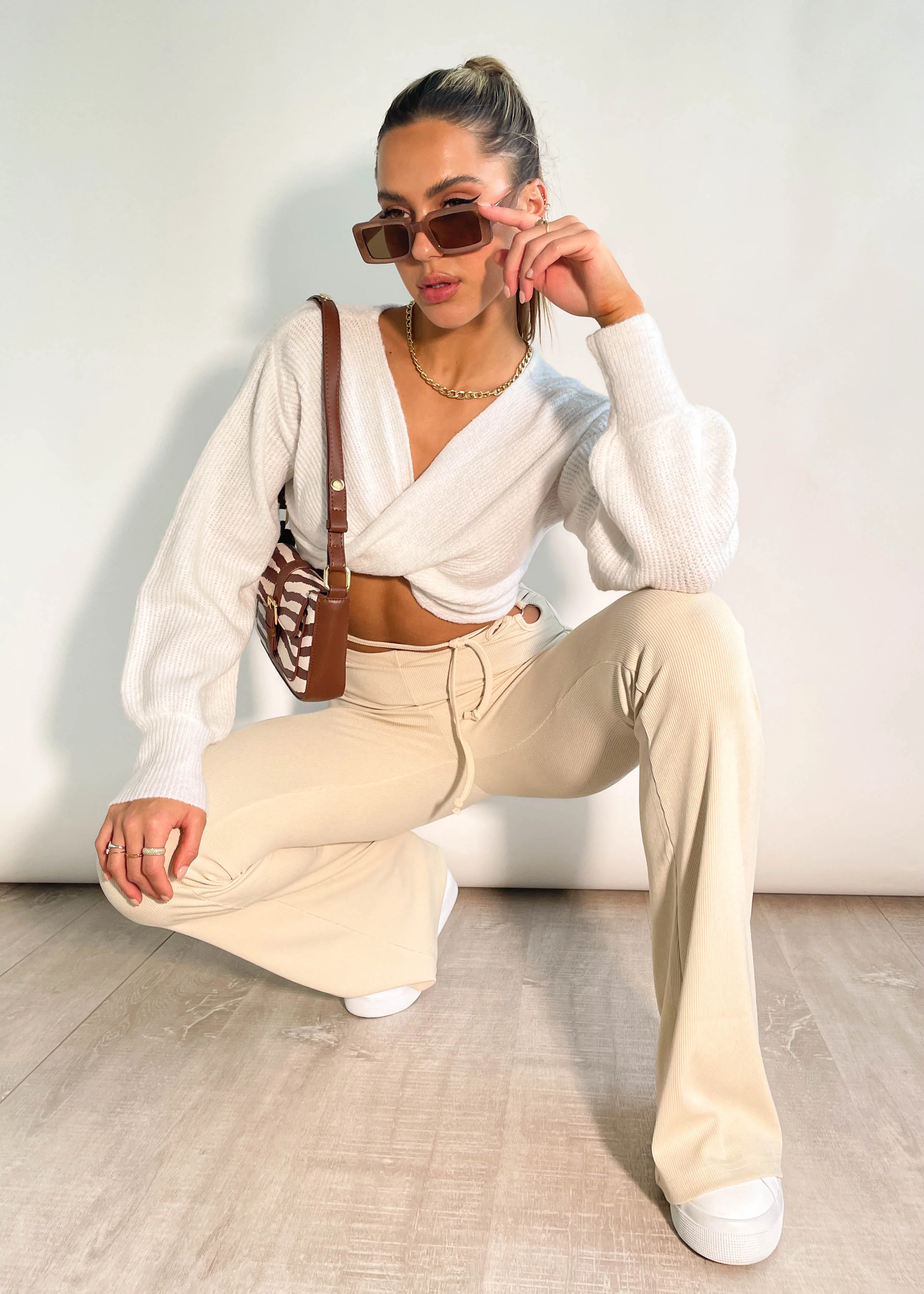 Nobody Knows Flare Pants - Beige - Image 9
