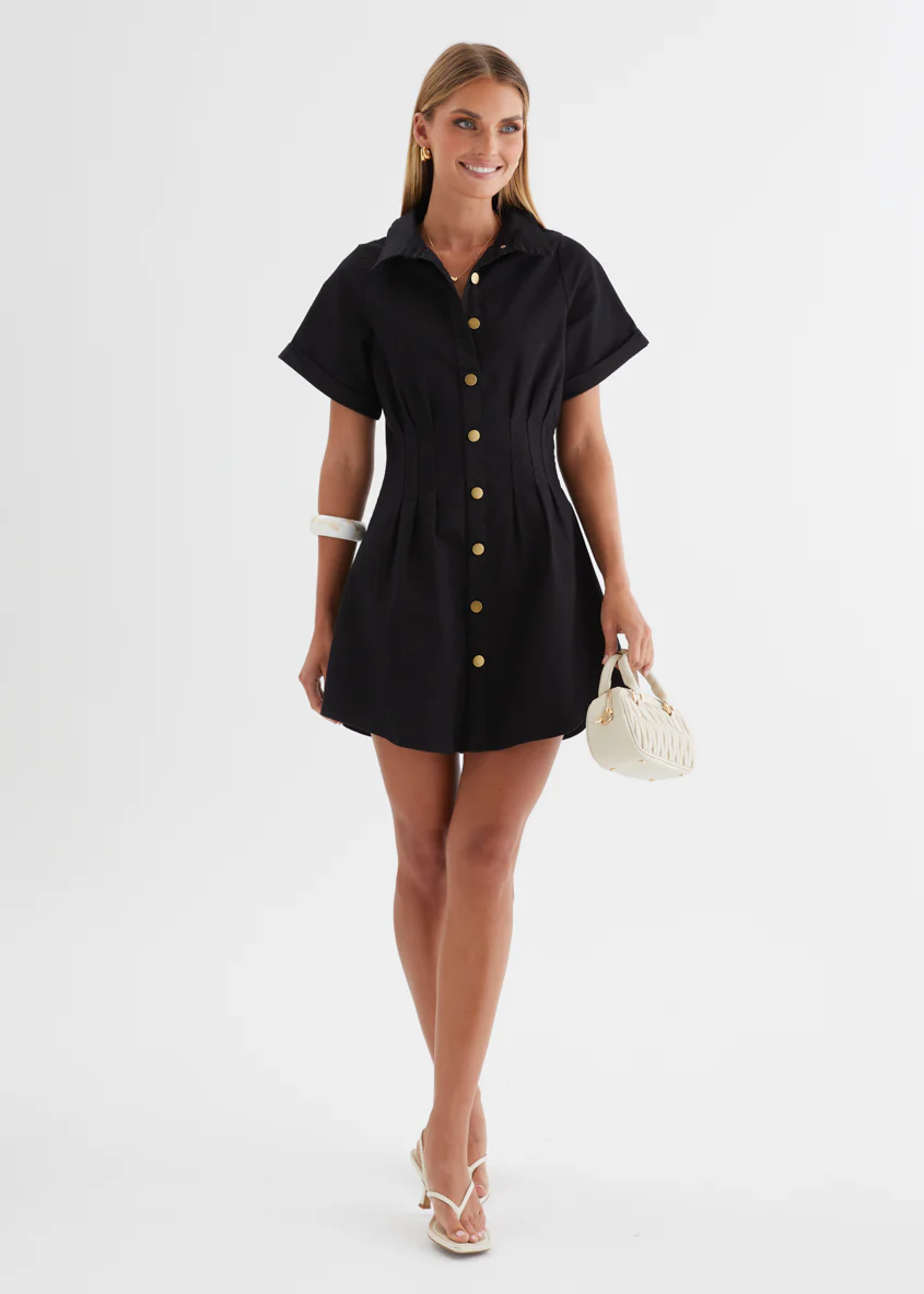 Nyx Stretch Denim Dress - Black - Image 5