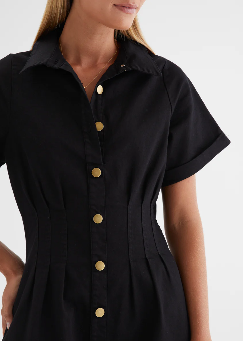 Nyx Stretch Denim Dress - Black - Image 9