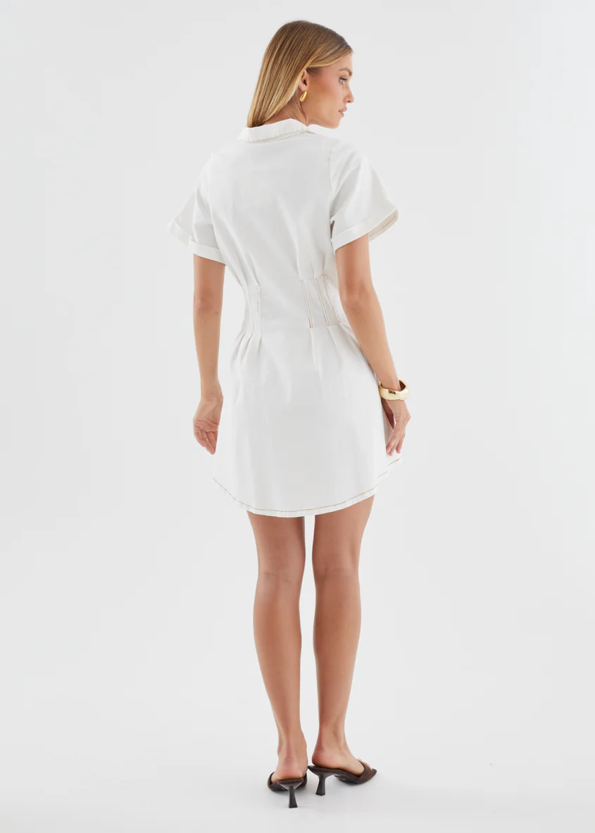 Nyx Stretch Denim Dress - White - Image 8