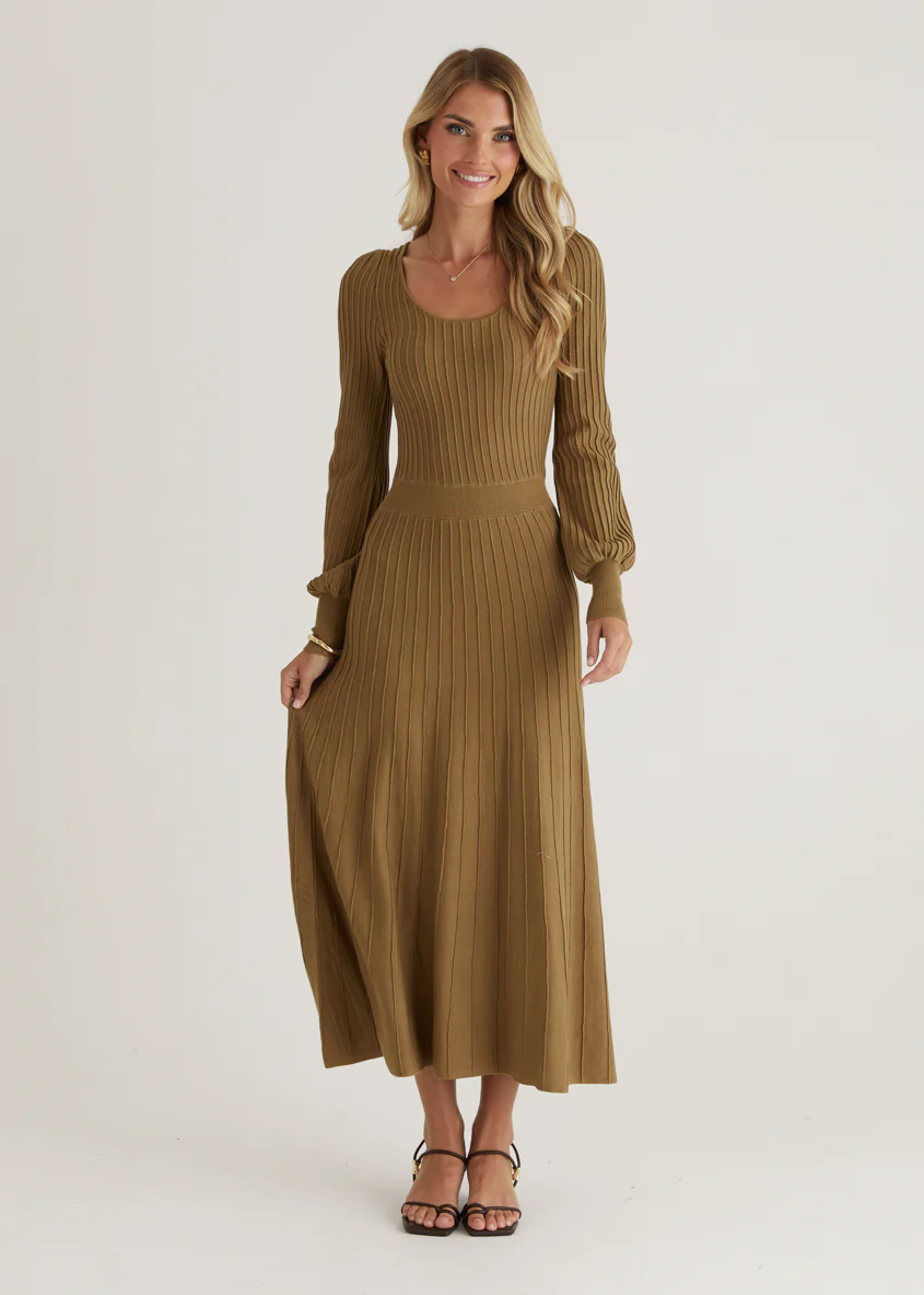 Orlah Knit Midi Dress - Moss Green - Image 3
