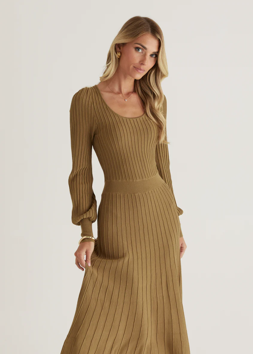 Orlah Knit Midi Dress - Moss Green - Image 4