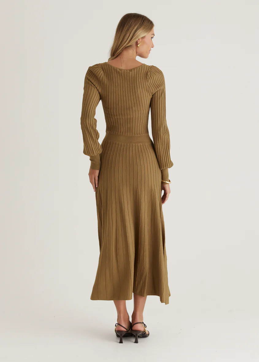 Orlah Knit Midi Dress - Moss Green - Image 7